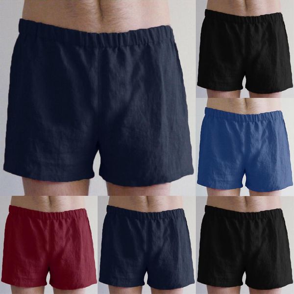 

2019 summer new mens linen cotton shorts pocket with lacing casual pants holiday beach bottoms swim sport shorts sale