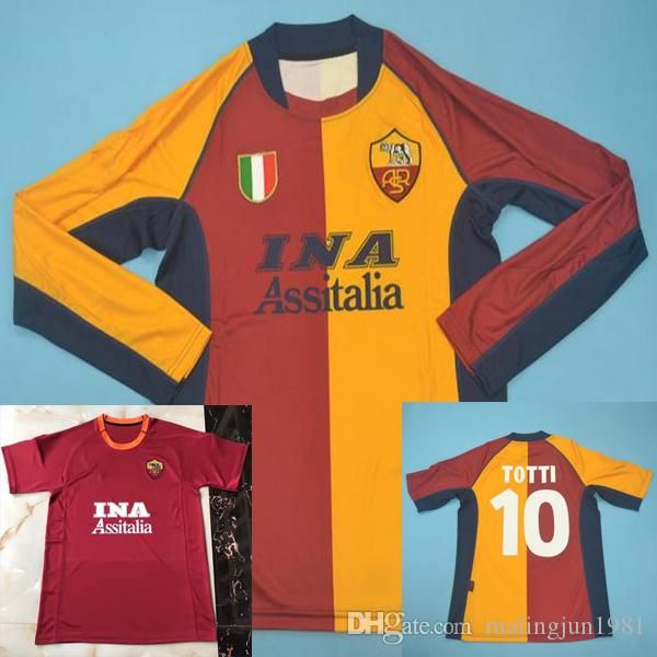 

00 01 02 retro roma soccer jersey totti batistuta montella football shirt vintage rome balbo martinetti fuser de rossi maglia da calcio, Black;yellow