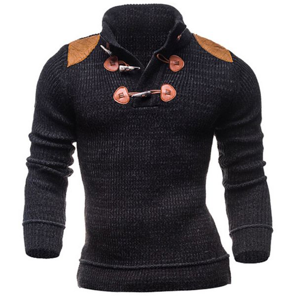 

men's autumn winter knitted long sleeve sweater fashion pullover horn button sweater smj2335 men's sweaters, White;black