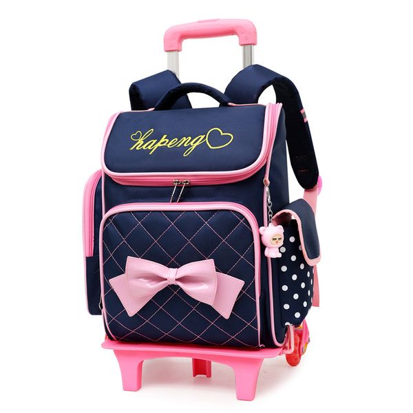 

removable children school bags with 2/6 wheels for girls trolley backpack kids wheeled bag kids bookbag travel luggage mochila
