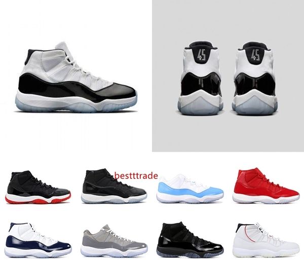 

with 2019 mens and womens basketball shoes sneakers 11s concord number 45 bred cap and gown platinum tint for men trainers