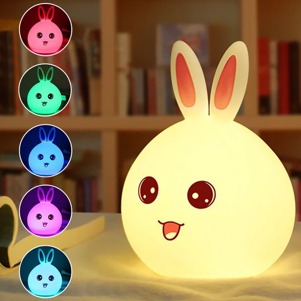 

new arrival creative animal model energy saving rechargeable usb lovely rabbit silicone led lamp night light room decoration