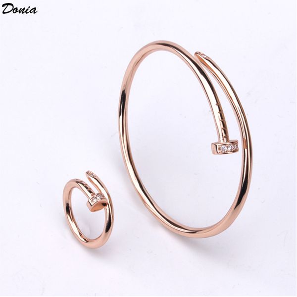 

donia ювелирные европейские и американская мода преувеличение классического лака для меди микро инкрустированного браслета кольцо комплект ц, Black