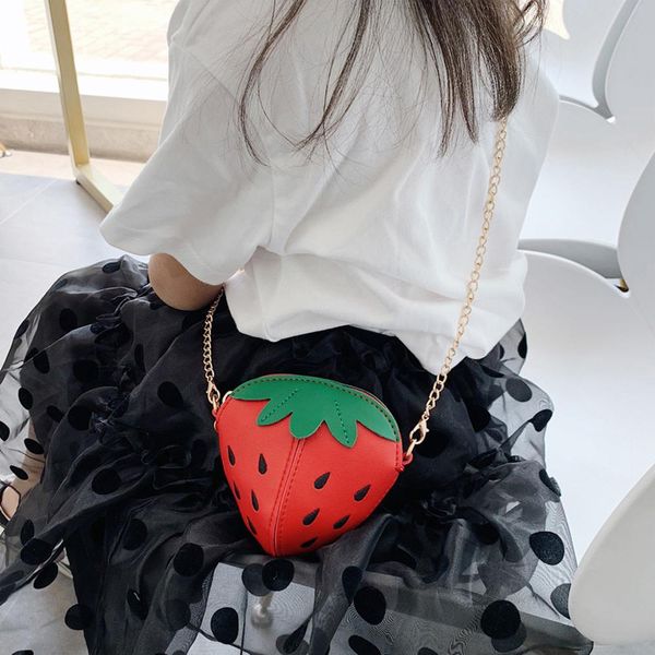 

girls handbags cute strawberry shoulder bags cartoon pu leather cross body bag children mini messenger bag with zipper #20