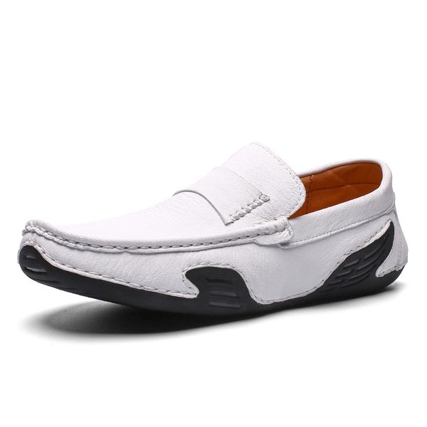 

popular men casual shoes leather comfortable men shoes footwear chaussures flat slip on lazy zapatos hombre size 39-46, Black