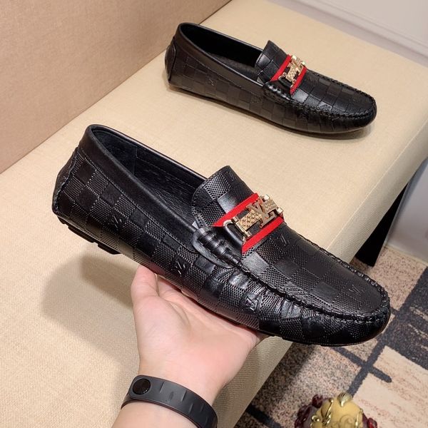 

the men's formal shoes leather flat business pattern casual shoes black brown plaid office shoes size 38-44