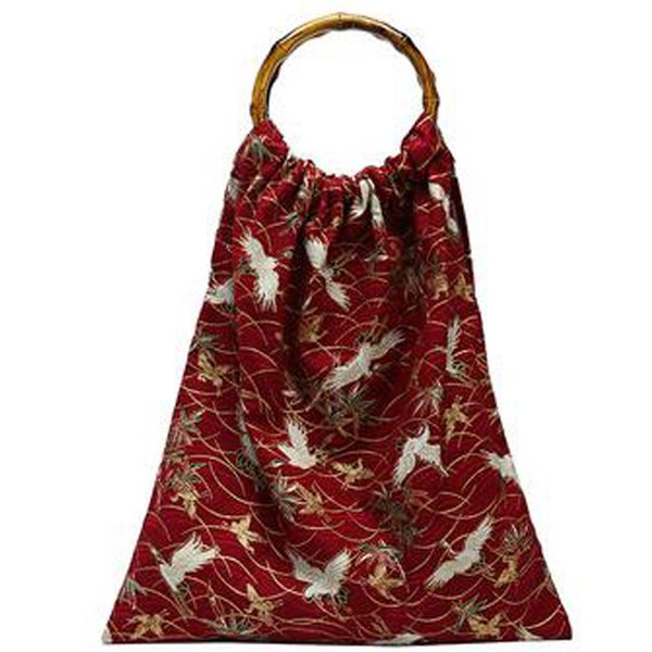 

new floral print ladies bamboo handle handbag ladies lightweight cloth shoulder messenger bag