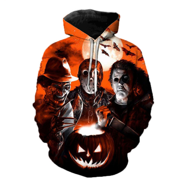 

2019 fashion freddy jason murderers horror movies 3d printed hoodies men / women hooded sweatshirts spring outerwear polluver a 643, Black