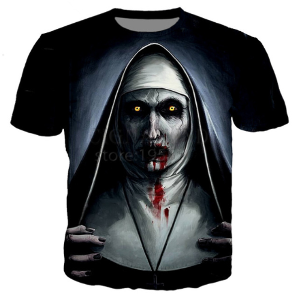 

funny the nun series harajuku style fashion t shirt 3d print men/womens summer round collar short sleeve casual hip hop u1605, White;black