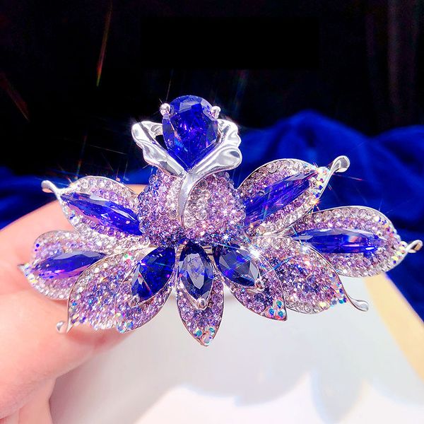 WKOUD EAM 2019 Donne di Modo Cubic Zirconia Dei Capelli Dei Monili di Loto Forcelle di Cerimonia Nuziale Della Sposa di Fascino Accessori per Capelli Tocado S # TA384