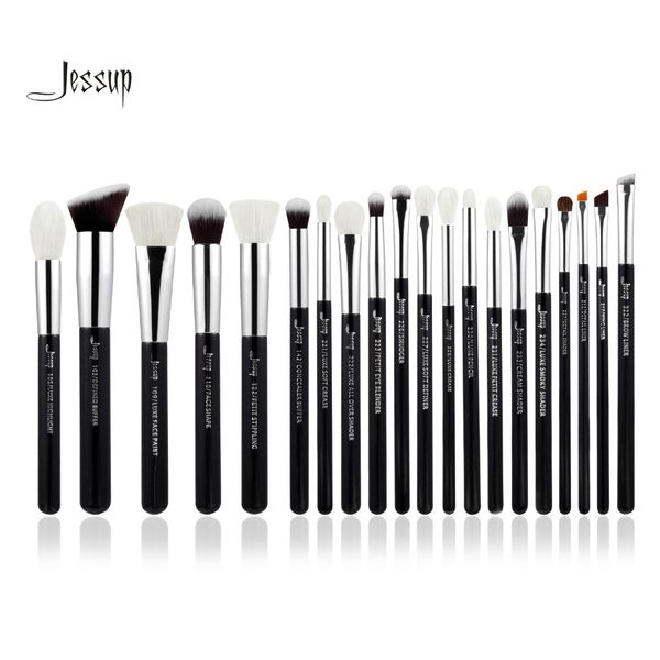 

jessup black/silver professional makeup brushes set make up brush tools kit foundation brushes natural-synthetic hair