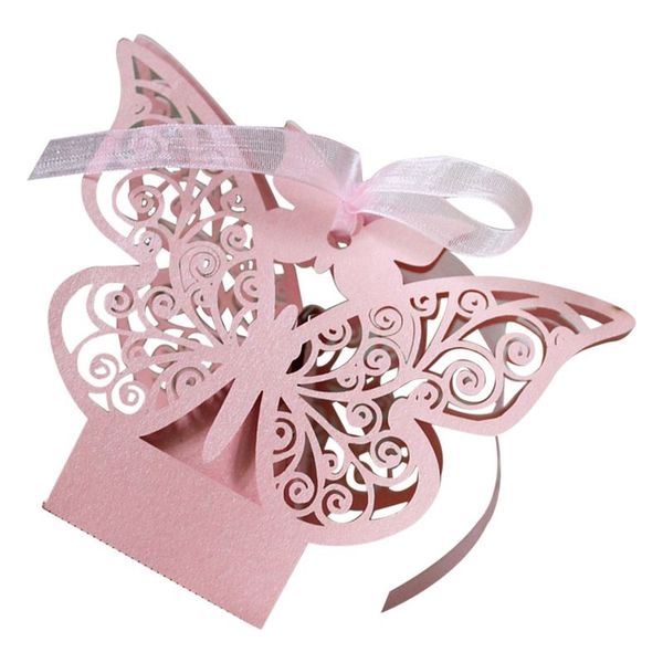 

50pcs бабочка свадебный box birthday party подарки бонбоньерок (розовый) посуда наборы