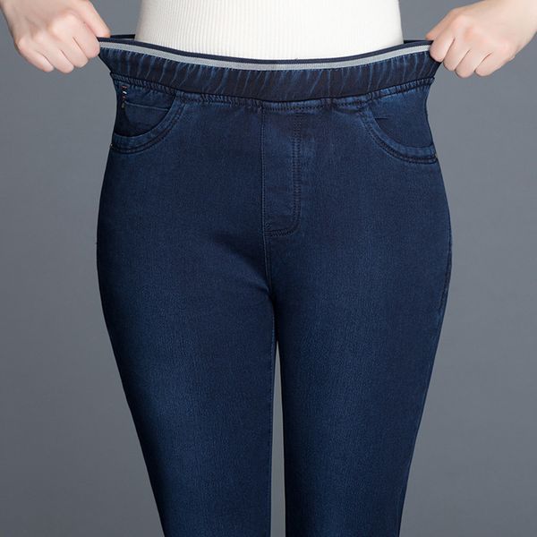 

jeans mujer 2020 high waist stretch skinny jeans woman plus size women denim pants elastic waist push up women mom, Blue