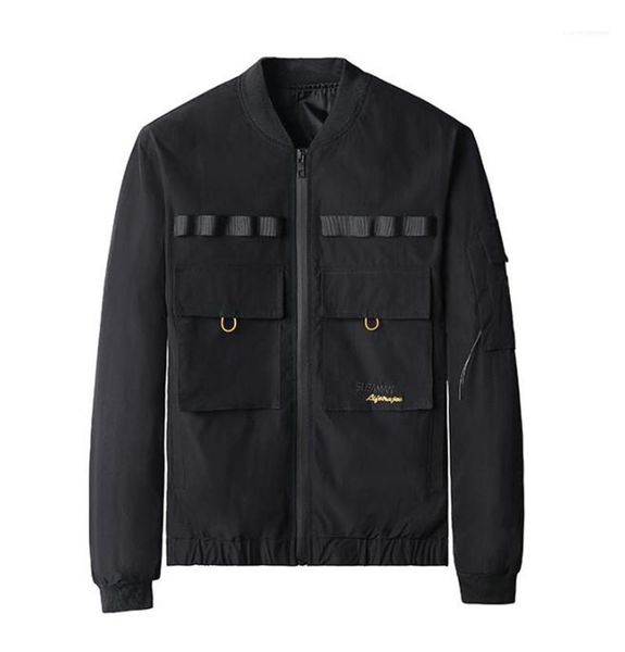 

youth fashion cardigan male outerwears cargo designer mens jackets spring long sleeve stand collar mens coats printed, Black;brown