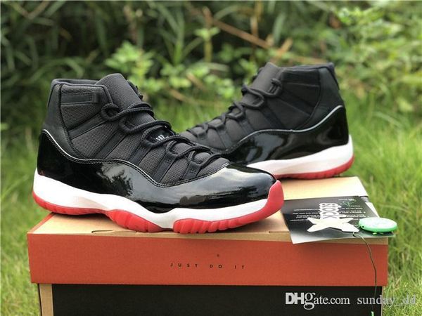 

authentic 11 og bred men basketball shoes black red classic real carbon fiber 11s retro 23 mans sports sneakers 378037-061 with box
