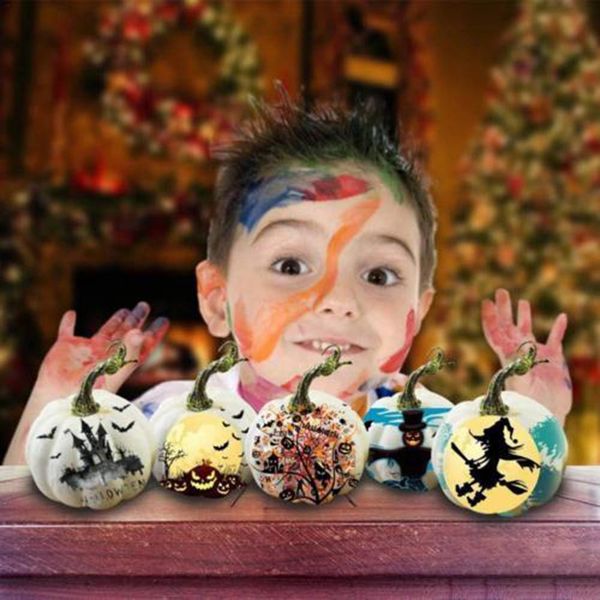 

6pcs halloween artificial graffiti pumpkin p party props home garden decor
