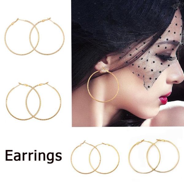 

small hoop earrings round circle plated gold ear loop women jewelry gifts, Golden