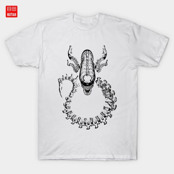 

men's t-shirts h.r. giger original alien t-shirt skull black, White;black