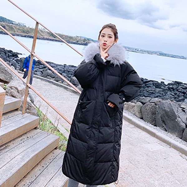 

new oversized coats parkas thick long winter jackets women casual hooded down cotton coat jacket female parkas mujer maxi, Black