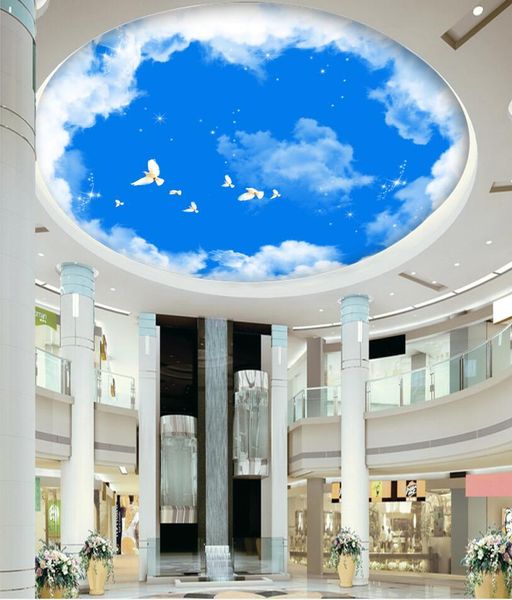 

custom any size 3d wall murals wallpaper blue sky white cloud sky mural