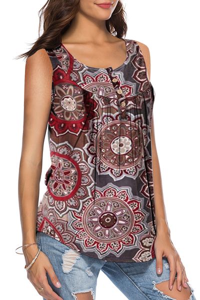 

women loose vest printing leisure button t-shirt, White
