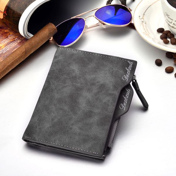 

men's short paragraph multifunction wallet vertical section retro korean version of the 2020 new personality zipper wallet young students