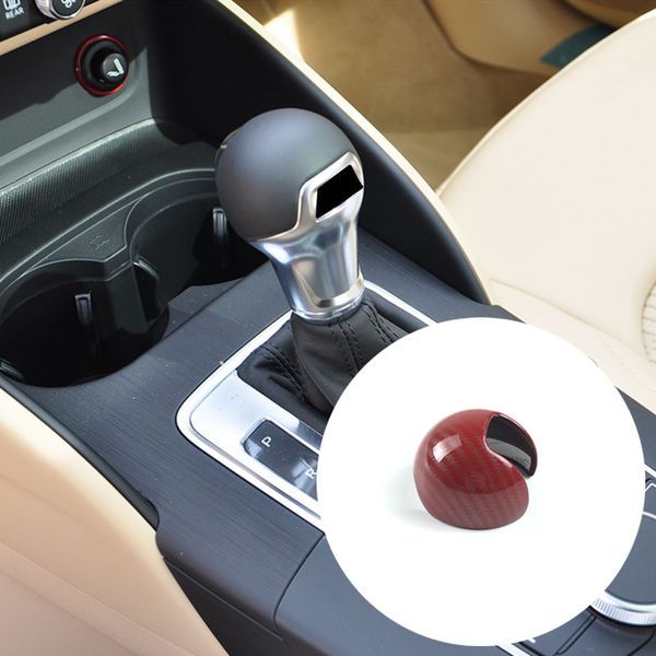 Estilo do carro console alavanca de câmbio cabeça quadro capa de fibra de carbono adesivo vermelho para audi a3 8v 2014-2018 acessórios interiores263s