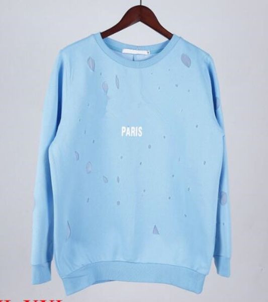 

дизайнер зима в европе гив париже звезды вентилятор сделал роскошный белый красный черный мужская мода сломанной отверстие толстовка повседн, Black