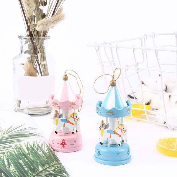 

mini wood carousel pendant kid toys gift wooden craft ornaments christmas tree decorations deskhome ornaments 1pc