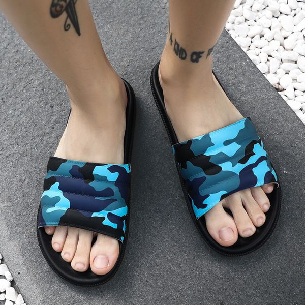 

designer rubber slide sandal floral brocade men slipper gear bottoms flip flops light striped beach slippers camouflage flip-flops, Black