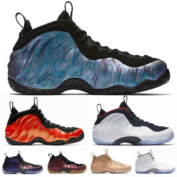 

penny hardaway men basketball shoes foam one abalone habanero red black metallic gold alternate galaxy white ice olympic mens sports sneaker, White;red