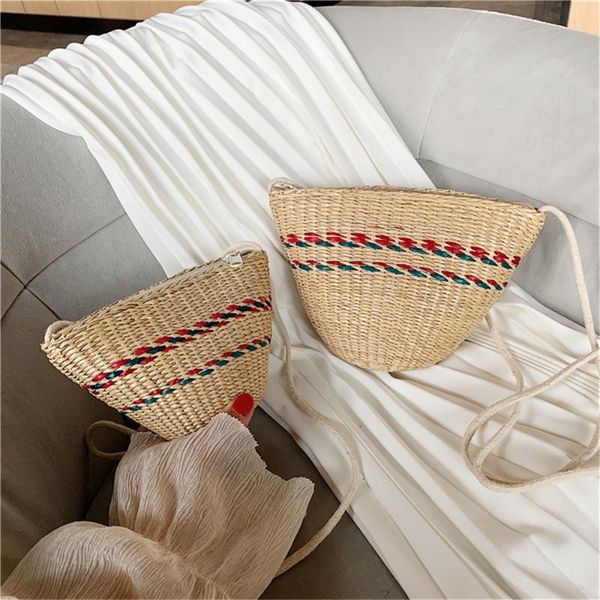 

woven rattan shell bag 2020 summer straw shoulder bag small beach travel handbags women handmade mini messenger crossbody bags