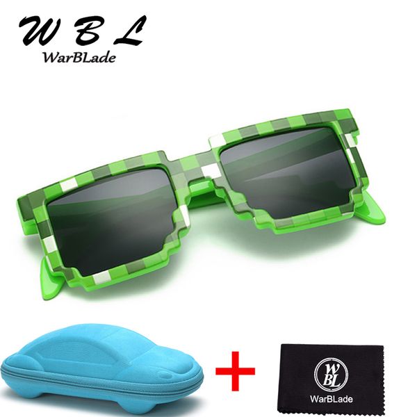

warblade fashion kids sunglasses square mosaic sunglasses trendy boys girls glasses with case sun glasses children pixel, White;black