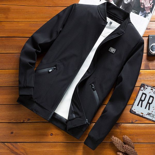 

newwinter autumn mens jacket stand collar windbreaker male baseball jackets casual thin big size with pocket1, Black;brown
