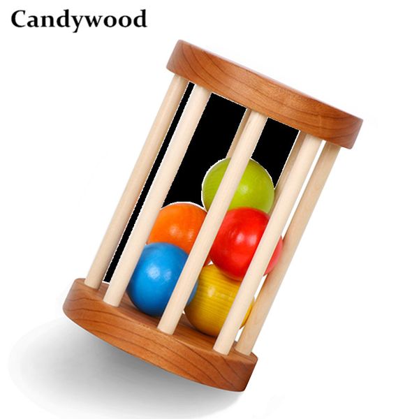 

cherry wood baby rattle orangic baby toys wooden rattle handmade hand teething wooden ring montessori educational toy let's make t20042