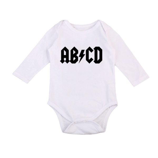 

infant baby long sleeve funny abcd letter print baby clothes funny newborn boy girls romper combination clothing outfits, White