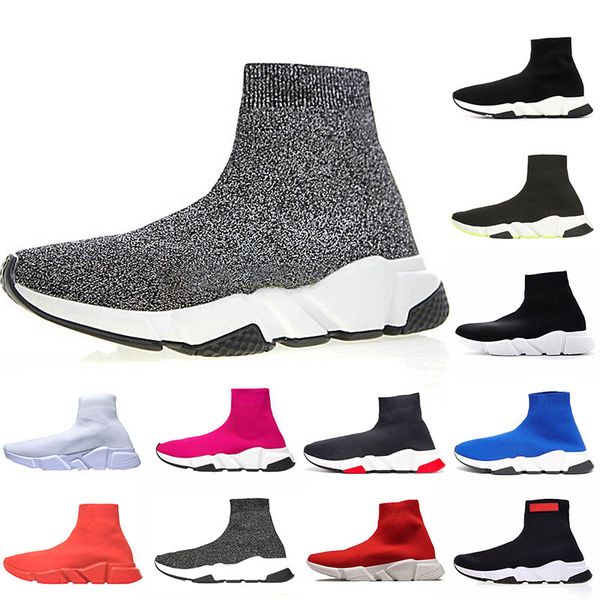 

designer paris speed trainer sock shoes for men women triple black white red grey pink racer blue sock trainers casual shoes wmns sneakers