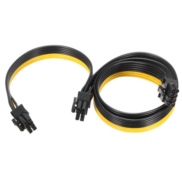 100 stücke 18AWG 60 + 20 CM 8-pin Stecker auf Dual 8-pin (6 + 2) männlichen PCI-E Power Kabel Für Video Grafikkarte Power Kabel hohe qualität