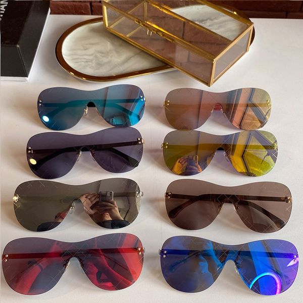 

2020 colorful big rimless square shape mirror thin lens 5529 original design with ts numbers with black case, White;black