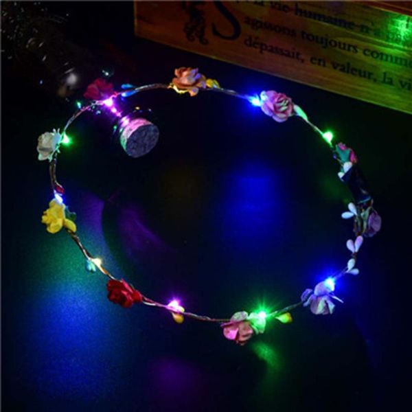 

мигающий светодиодный hairbands strings glow flower crown headbands light party rave цветочные гирлянды для волос световой венок модные аксе