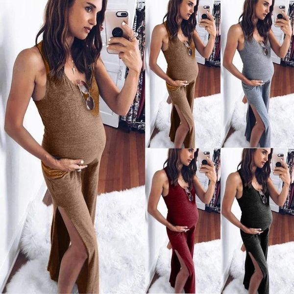 

pregnant women new slimming trend comfortable and fashionable ladies knitted loose camisole sleeveless dress pregnant women, White