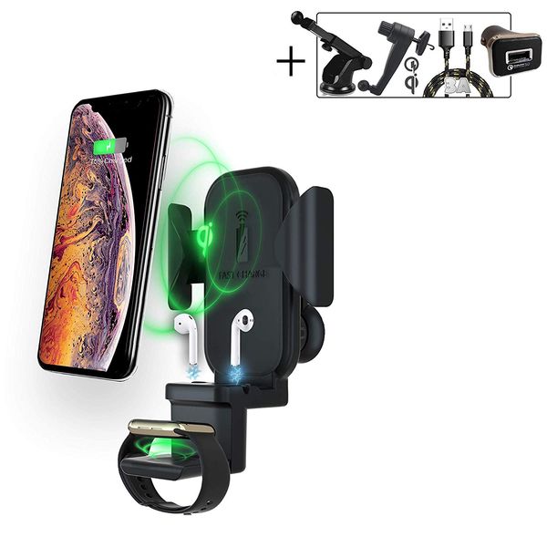 

3 in 1 wireless car charger apple watch charger iphone airpods apple,qi wireless charger apple airpods charging station