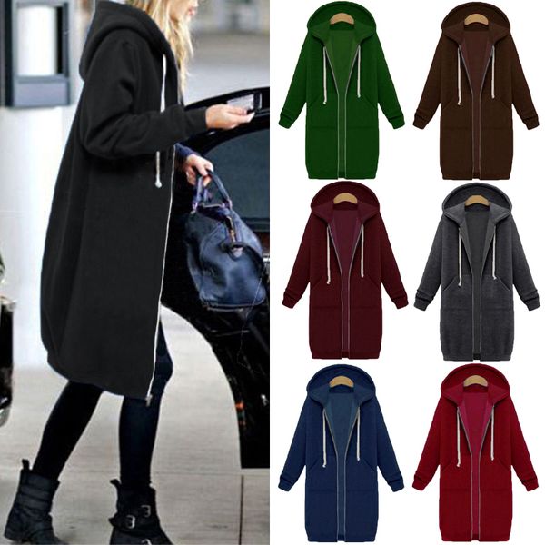 

plus size 5xl oversized hoodies sweatshirt women velvet hooded jacket autumn solid black loose casual long zipper sweatshirt