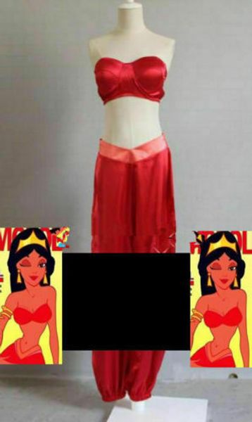 

lamp of aladdin jasmine princess dress red made dress, Black;red