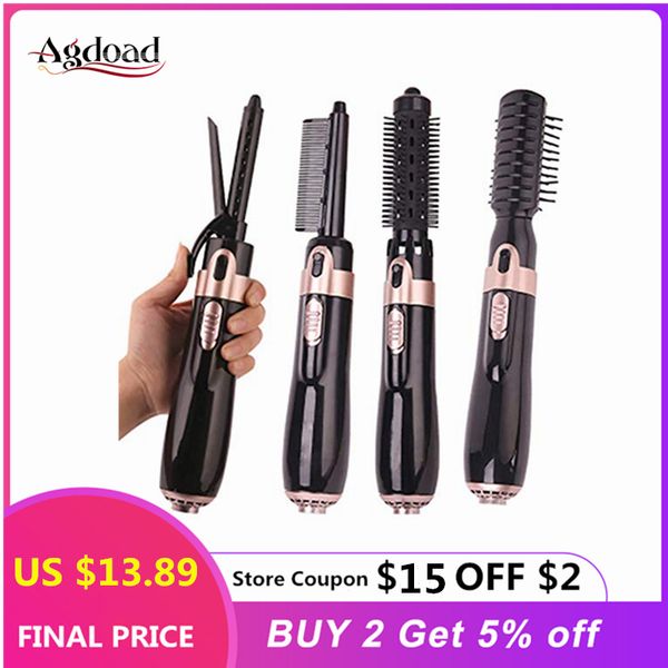 

electric 4 in 1 curling iron ceramic hair dryer professional hairdressing with hair brush comb roller curling wand salon styling