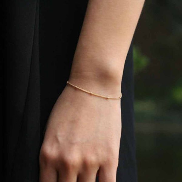 

bxw 2019 gold bead bracelet, thin minimalist bracelet, dot, tiny dainty, satellite ftacking bracelets for wome, Black