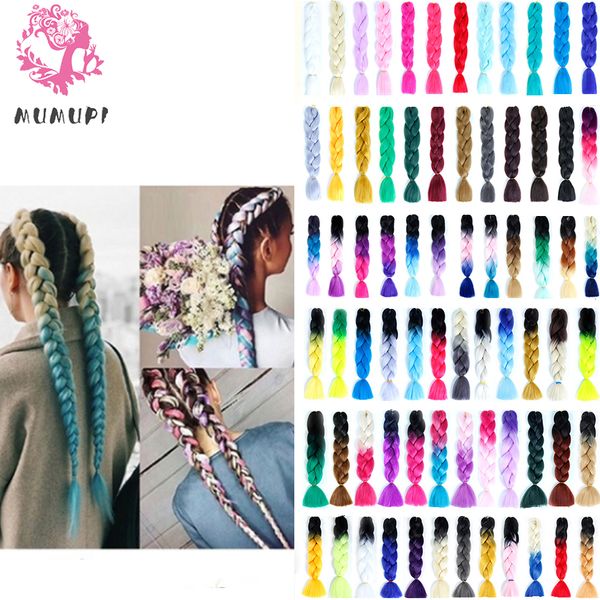 

mumupi fashion synthetic jumbo braids crochet hair 24 inch ombre hair braiding extensions for women headwear