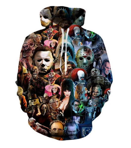 

fashion 3d printed halloween characters men women pullover hoodies street wear casual hip hop pockets sweatshirt clothing zgxl0100, Black