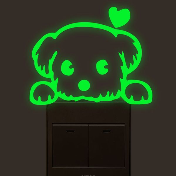 

love dog luminous light switch pvc wall sticker