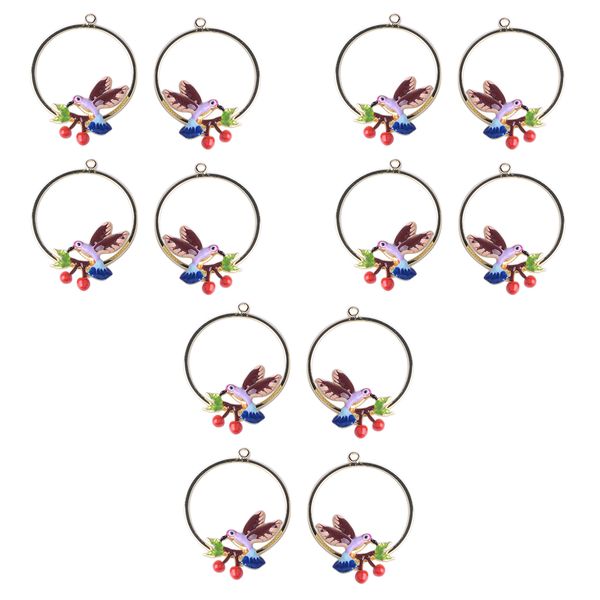 

12x enamel cherry bird charms pendants for, Black